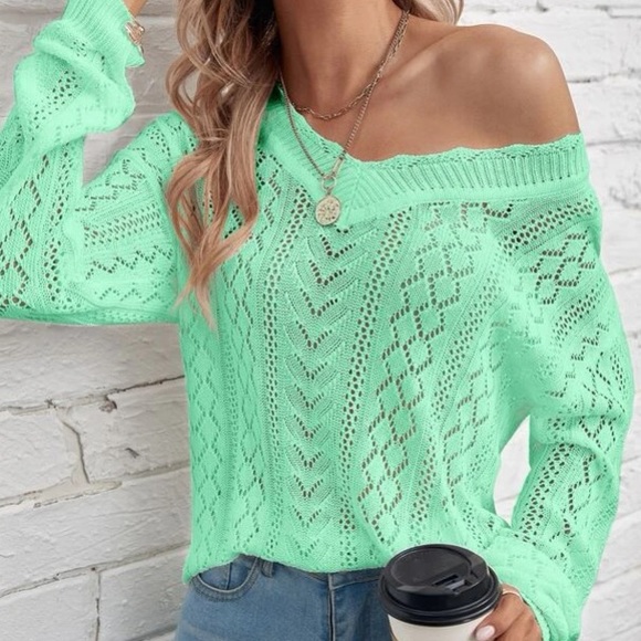 Lavishly Paris Sweaters - New, Lavishly Paris Vibrant Green Knitted Drop Shoulder Sweater